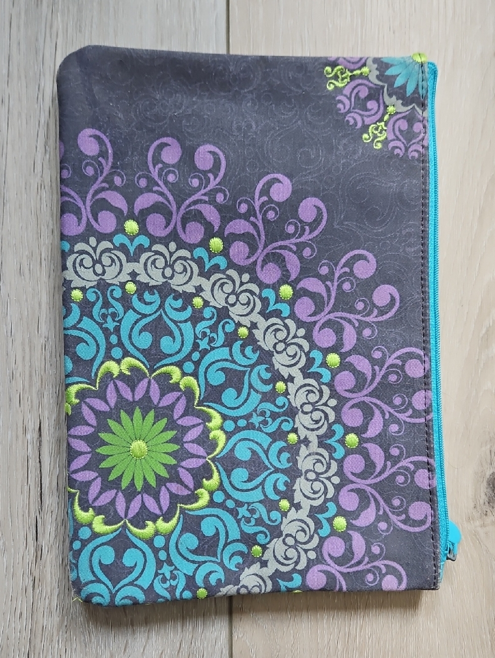 Colorful Mandala Zipper Pouch - Turquoise, Purple & Lime